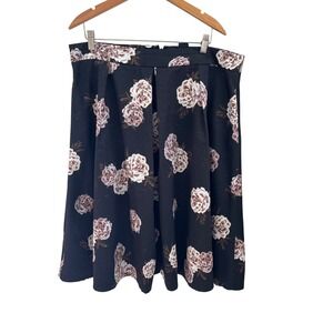 City Chic Women's Floral A-Line Pleated Midi Skirt Pockets Dark Romantic Size 18